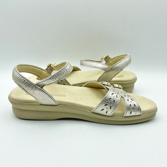 SAS Womens Duo Adjustable Comfort Sandal US 8.5 M EU 39 Gold Leather NWOB - Picture 4 of 12